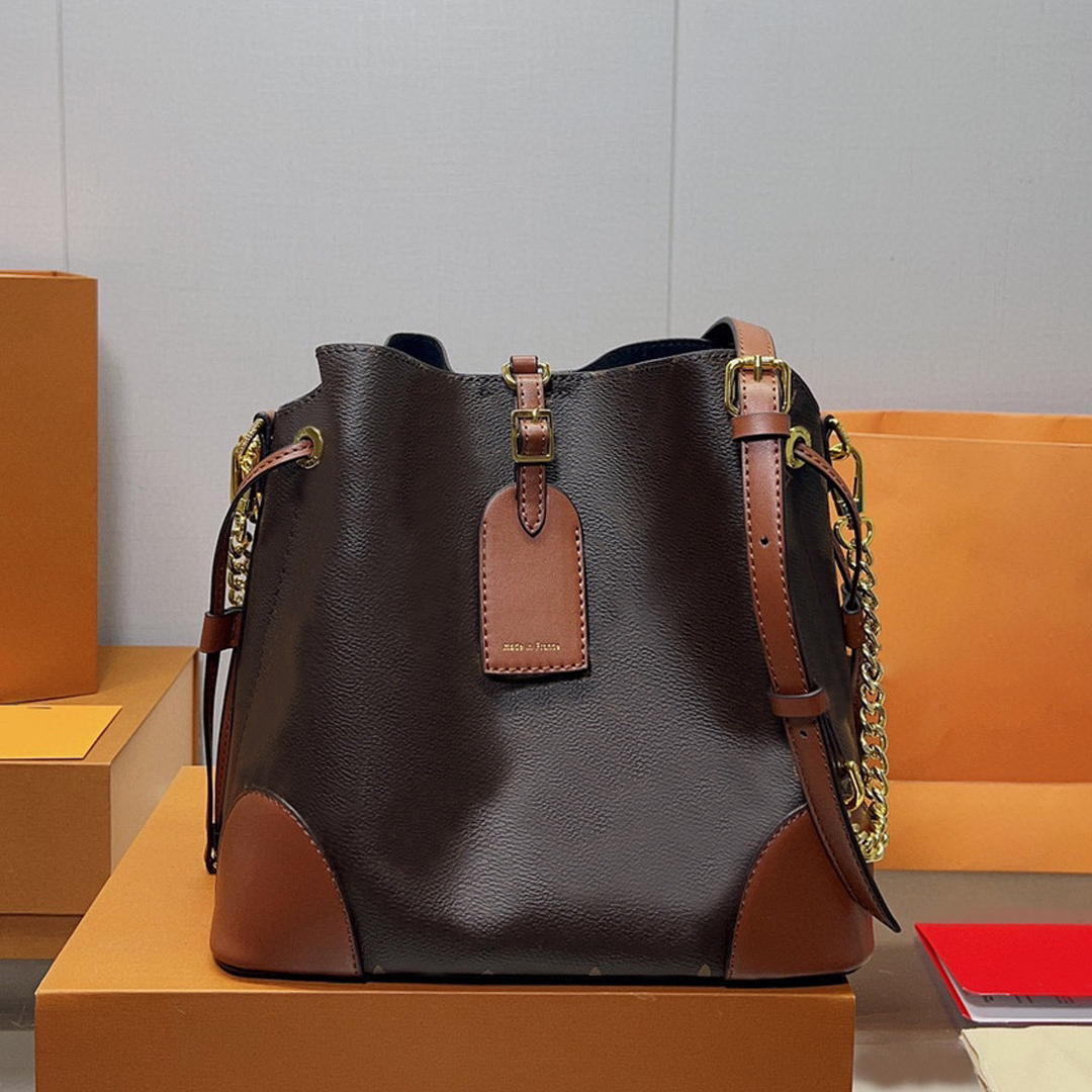 

Designer Tote Women Printed Shopping Bag Brown Old Flower Handbag Purse Detachable Chain Strap