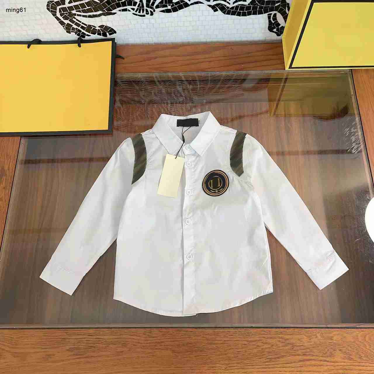 Brand Baby Shirt Embroidered logo on chest Kids lapel jacket Size 110-160 CM Splicing design Child Blouses Oct25-image-916834911