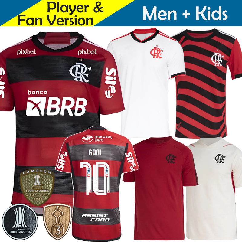 

Flamengo Soccer Jerseys Brazilian Cup Copa Libertadores 23/24 GABI EVERTON Futebol 2022 2023 Football Shirt Kid Kit ARRASCAETA GERSON THIAGO MAIA Home Away White 3rd, Home kids 2023