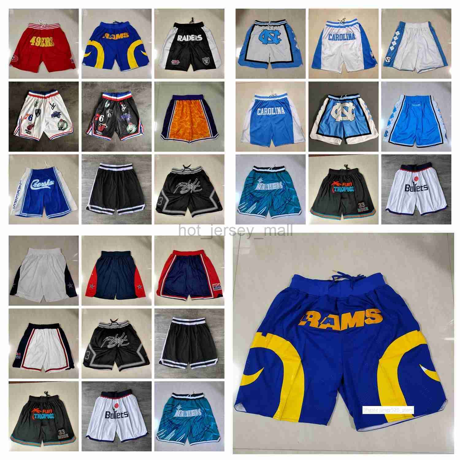 

Team Basketball Shorts Just Don Retro Dream Bullets Wear Sport Pant With Pocket Zipper Sweatpants Hip Pop Red Blue Black White Yellow Short, As photo