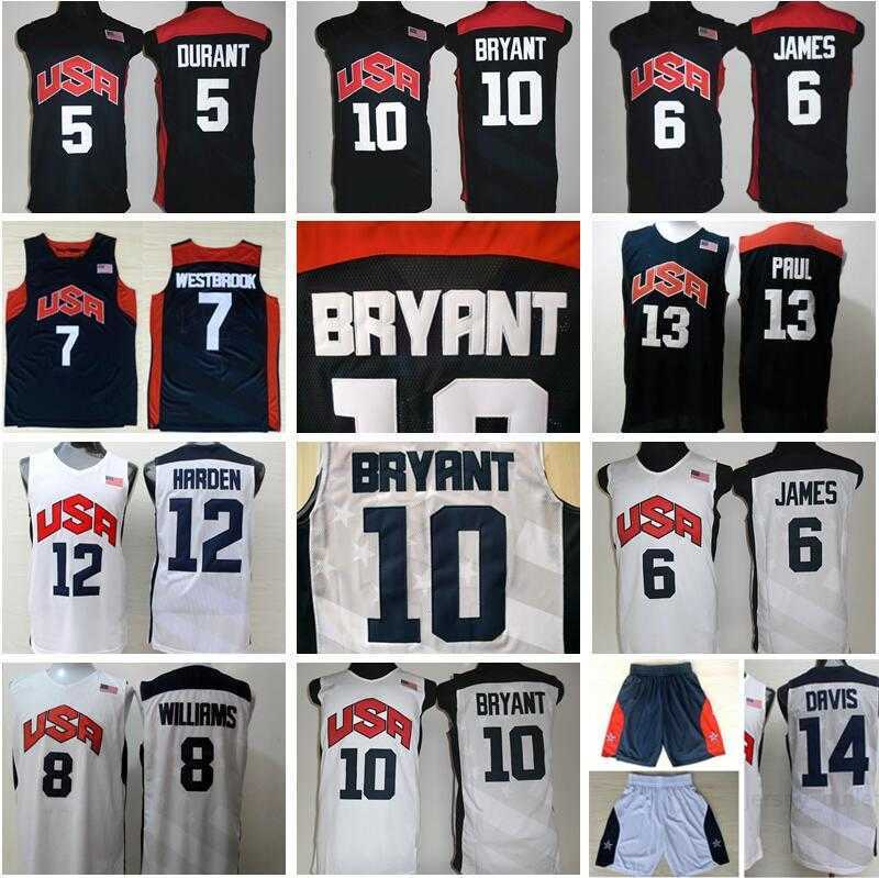 

National Team Basketball Shirt 2012 Team USA Jersey 5 Kevin Durant 12 James Harden 7 Russell Westbrook Chris Paul 13 Deron Williams Carmelo Anthony American, Blue