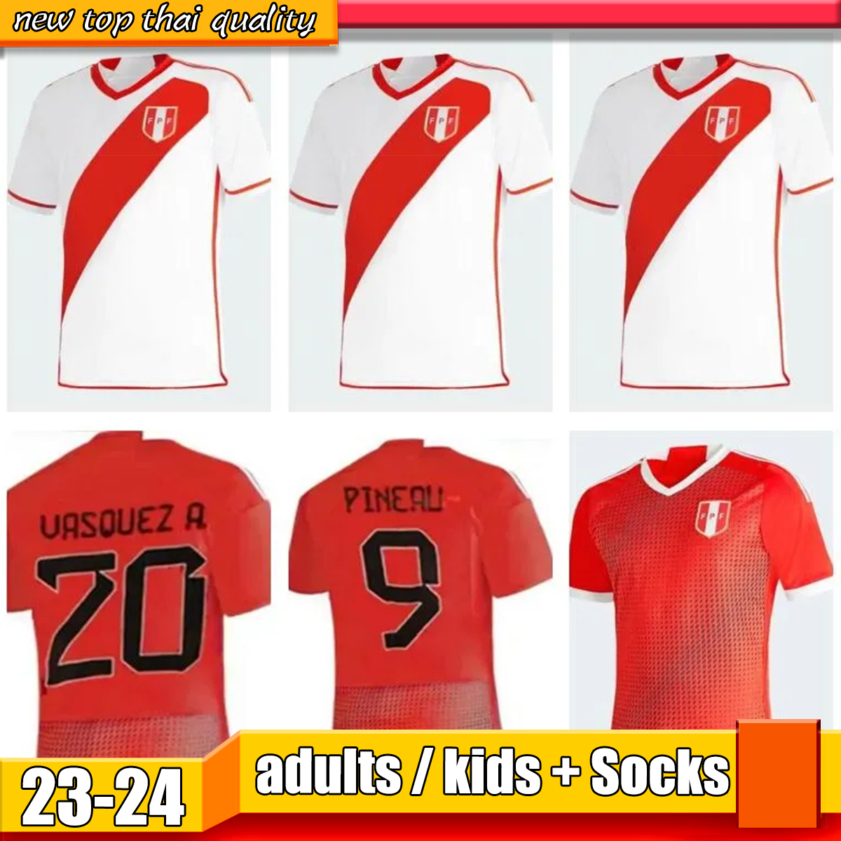 

LBERICO 2023 2024 Peru national team Soccer Jerseys LAPADULA LUIS PINEAU CUEVAS CARTAGENA TAPIA VALERA AQUINO home 23 24 football shirt t-shirt maillots de football, 02