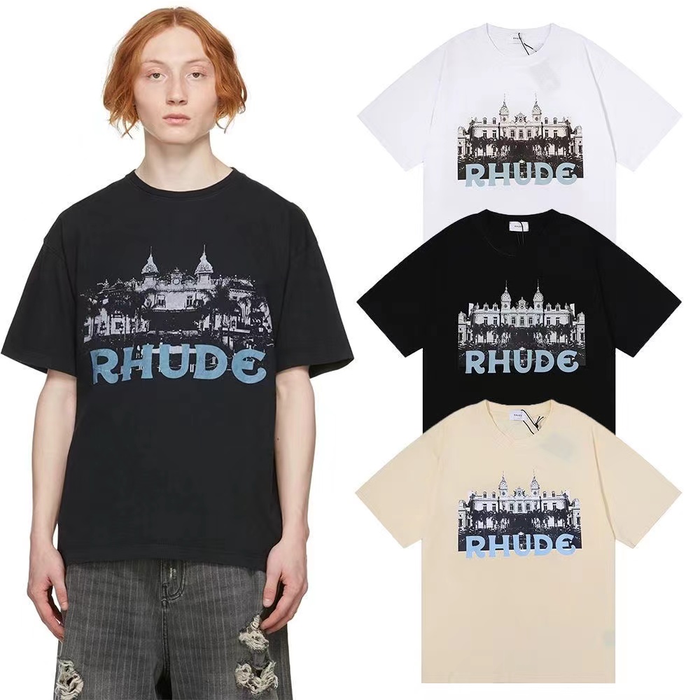 

Men's T-Shirts Designer 23ss Rhude Mens T shirt High quality Tess Designer Casual Fashion Short Sleeve Europe America Men Women Round neck Tshirts US Size S-XXL, 22