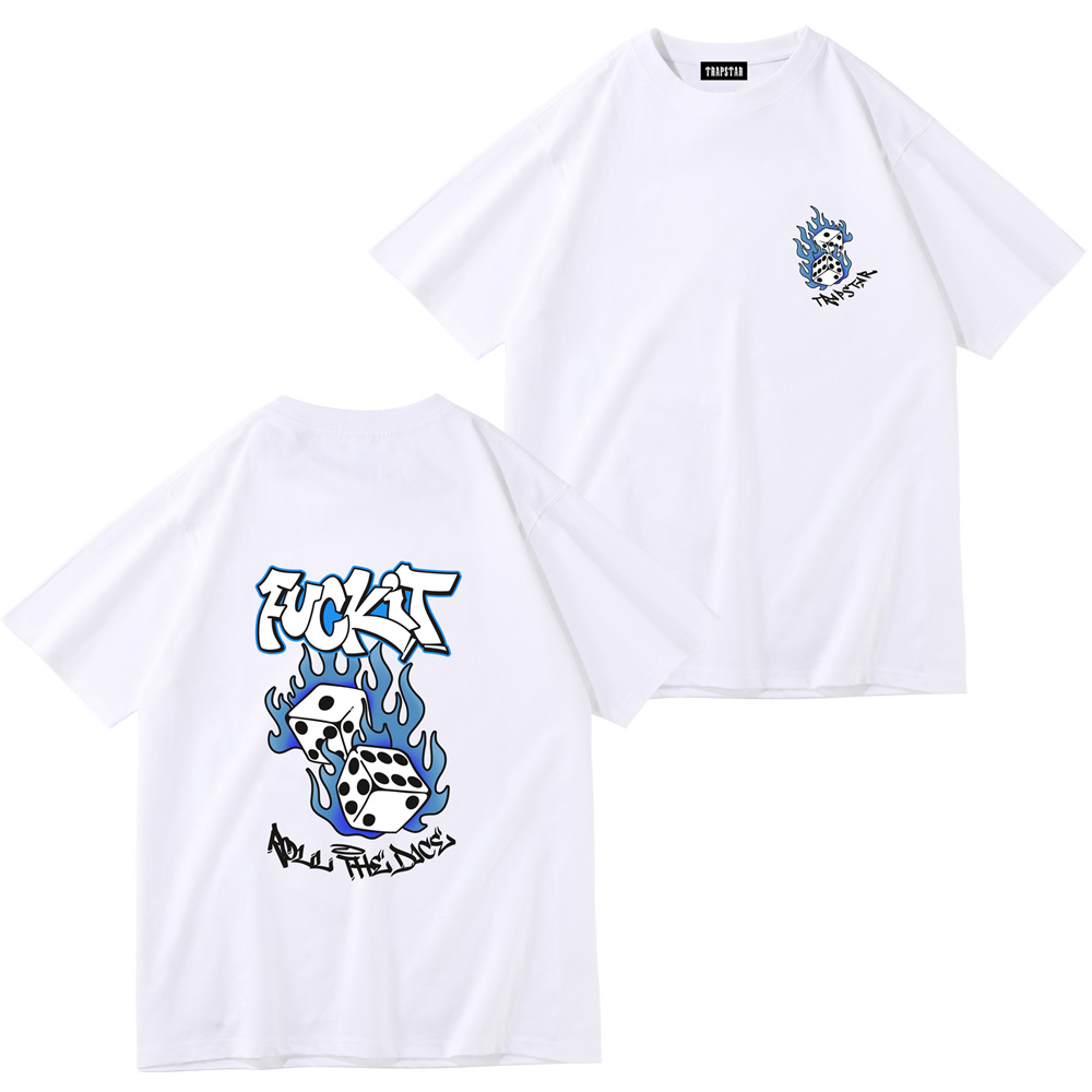 

TR APSTAR printed shirts Cotton Tee Casual Short Sleeve Classic Fashion Trend for Cotton Pullover Men and Women O-neck sleeved Simple Street HIP-HOP, White