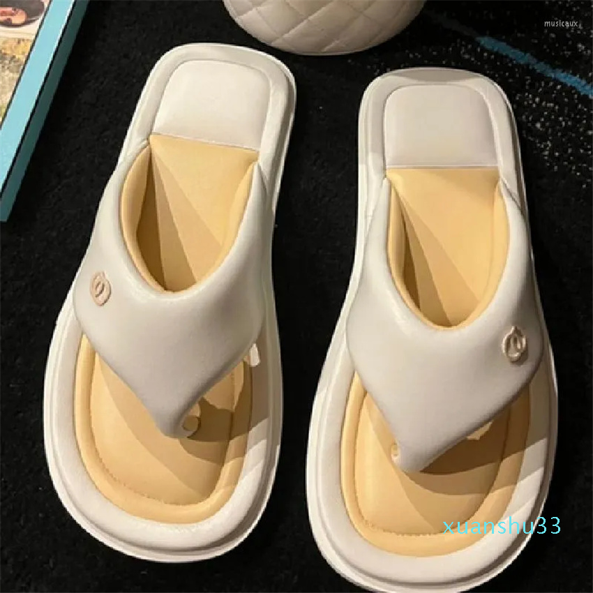 

Slippers Flip Flops Shoes For Women Flat Heels Mixed Colors Female Square Toe Femme Zapatos De Mujer Stitching Ladies Loafers, Black