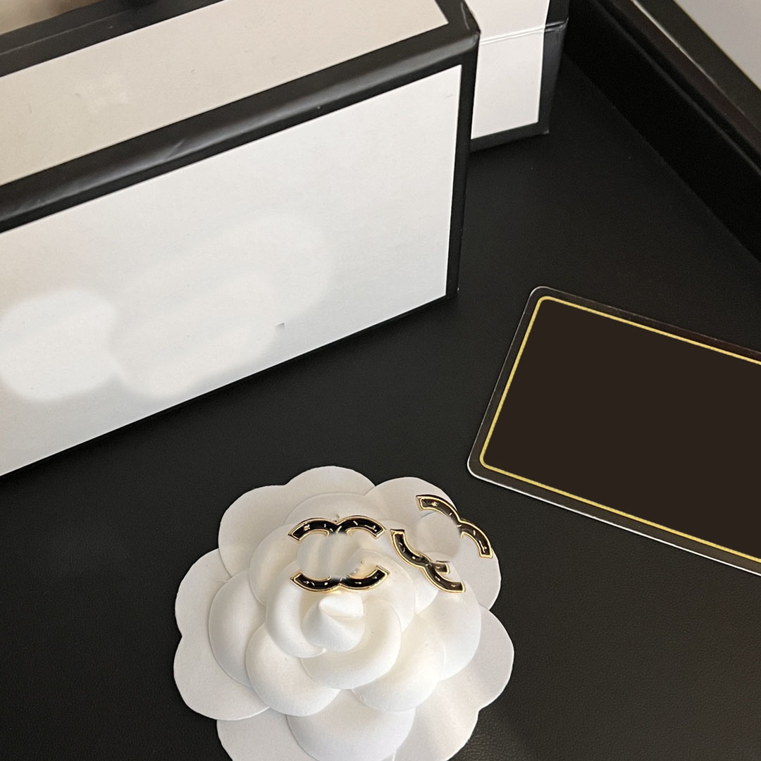 

Designer Earrings Ear Stud Brand 18K Gold Plated Geometry Round Oil Drip Channel Double CLetters Earring Classical Women Wedding Party Jewerlry A865