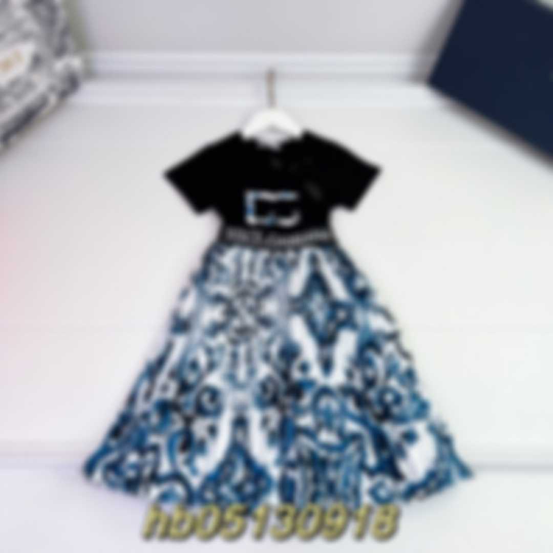 23ss girls dress designer skirt children short-sleeved Korean childrens half-sleeved summer new style children&#039;s woven Kids clothes-image-866569981