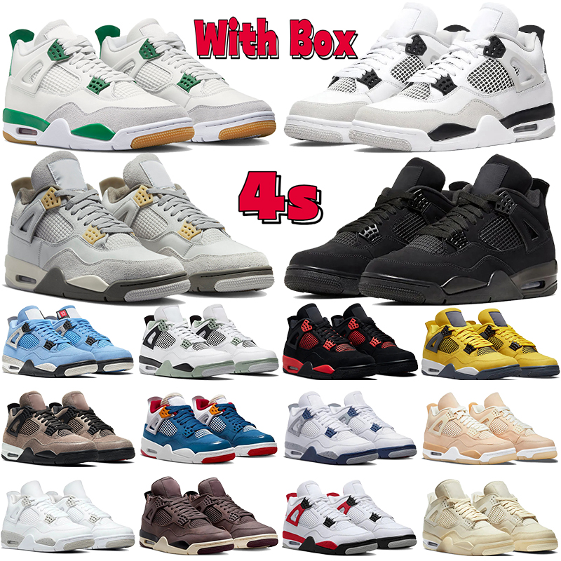 

With box jumpman 4 4s Basketball shoes pine green seafoam midnight navy military black mens sneakers university blue red thunder messy room womens sports trainers, 10 se neon