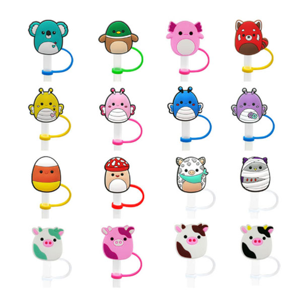

Plush toy toppers silicone dust plug party straw decoration personality cute cartoon