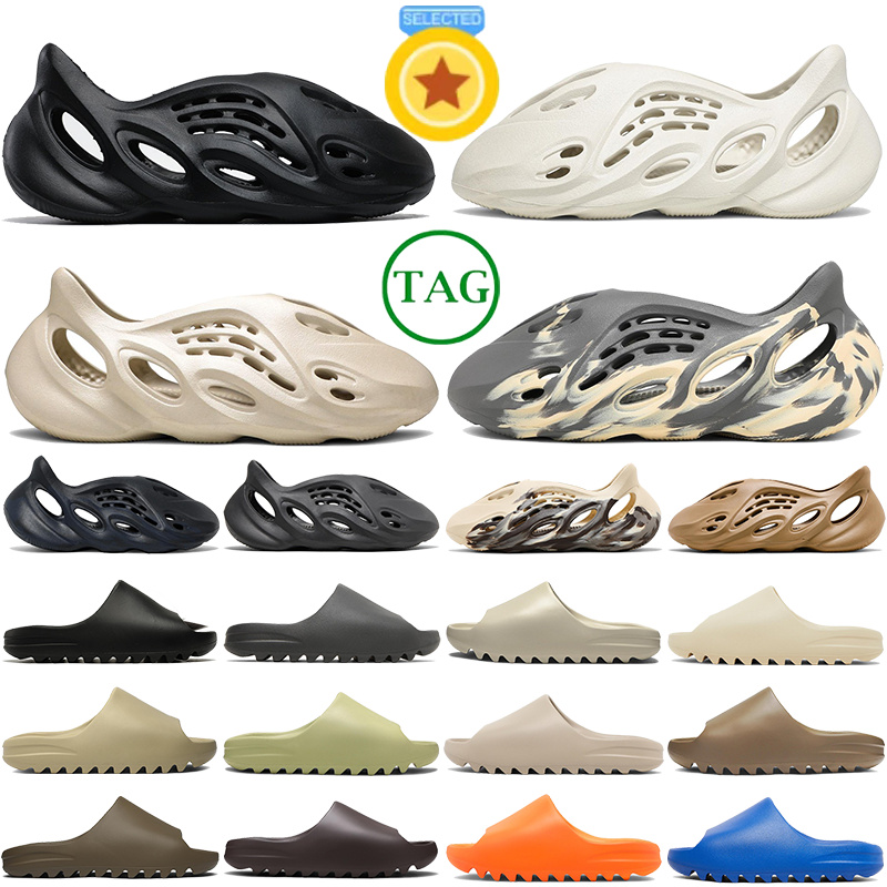 

Designer Slippers Foam Runner Beach Sandals Slide Summer Men Women Slipper Rubber Slides Black Mineral Blue Onyx Bone Core Desert Sand Ararat Mules Flip Flops, #13- mx sand grey