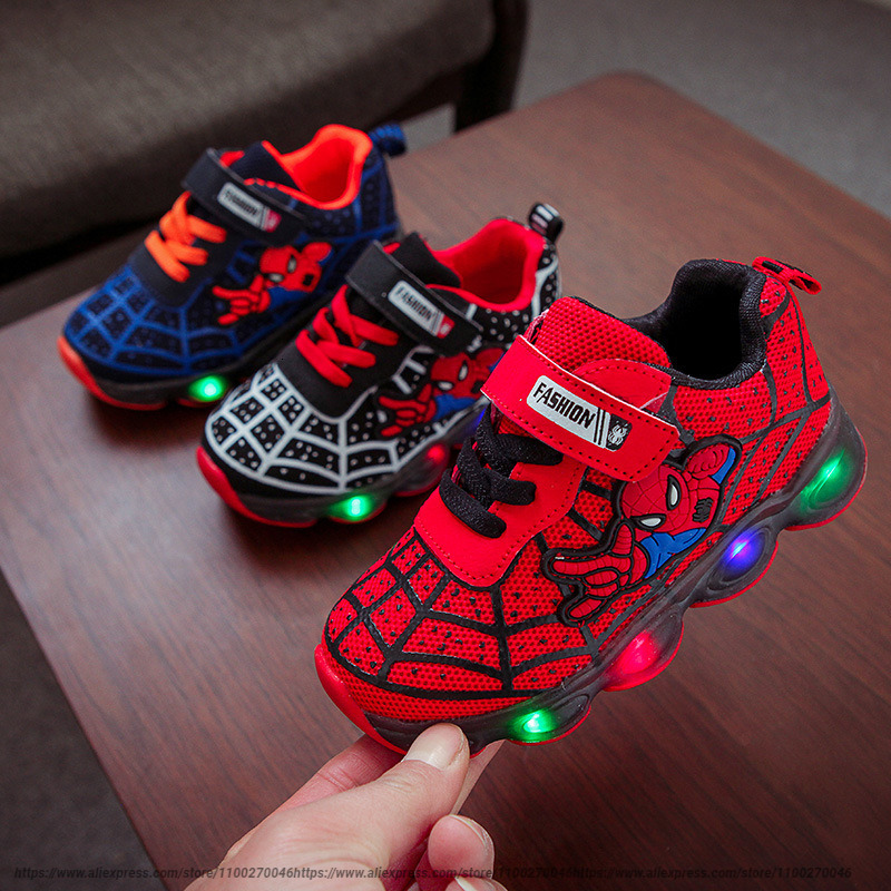 

Sneakers Kids LED Lighting Shoes Boy Lighting Shoes Girls Running Shoes Baby Single Sneakers Mesh Size 21-36 230331, Black 1