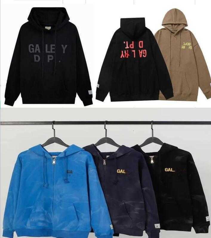 

Men's Hoodies Sweatshirts High Version American Fashion Galleryes Depts Letter Printed Washing Water Used Men's and Women's Zipper Hooded Cardigan Coats19Z1U