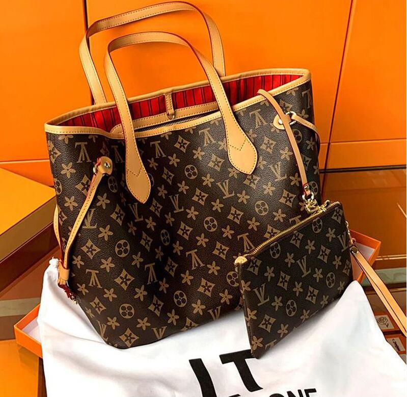 

high quality 2pcs set tote bag Women leather handbag designer lady clutch purse retro shopping shoulder bags Purse Crossbody Bags, White checkered + wallets