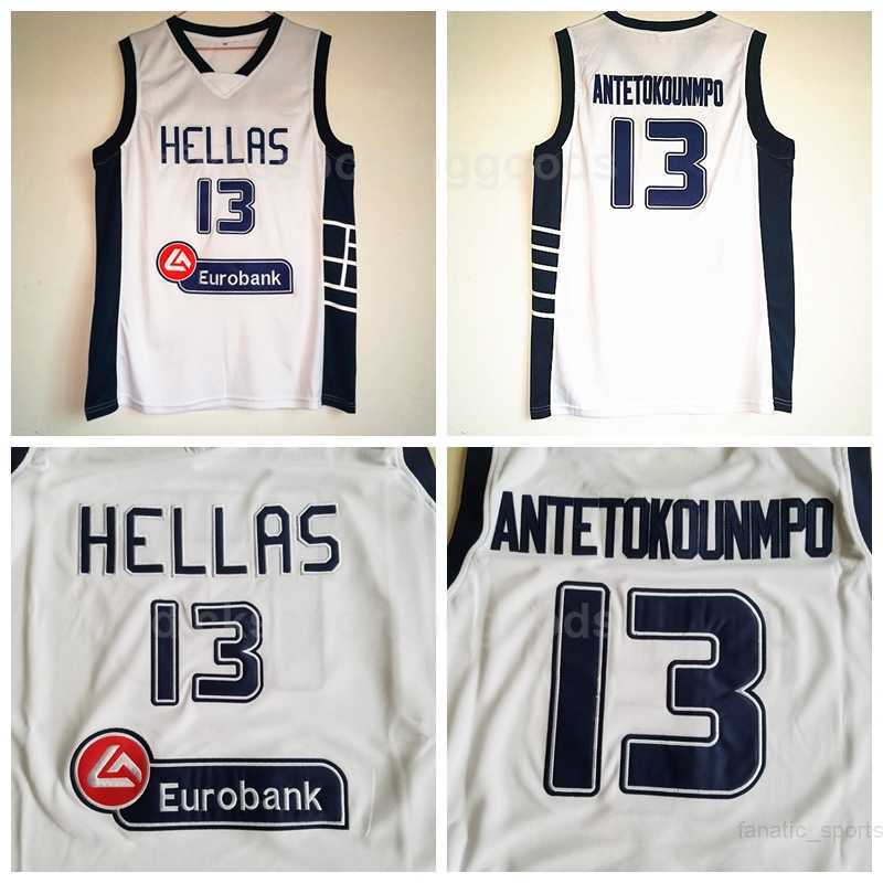 

NCAA College Greece Hellas 13 Giannis Antetokounmpo Jerseys Man The Alphabet Basketball Team Color White University Breathable Top Quality