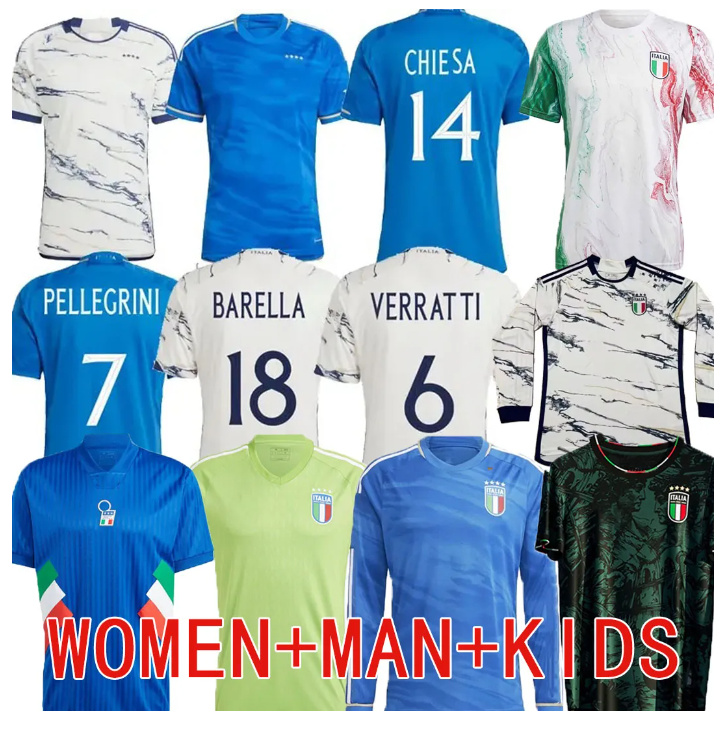 

23 24 italy soccer jerseys Italia 22 23 24 maglie da calcio VERRATTI CHIESA GNONTO football Shirt LORENZO PINAMONTI POLITANO GRIFO uniform men kids kit Player version