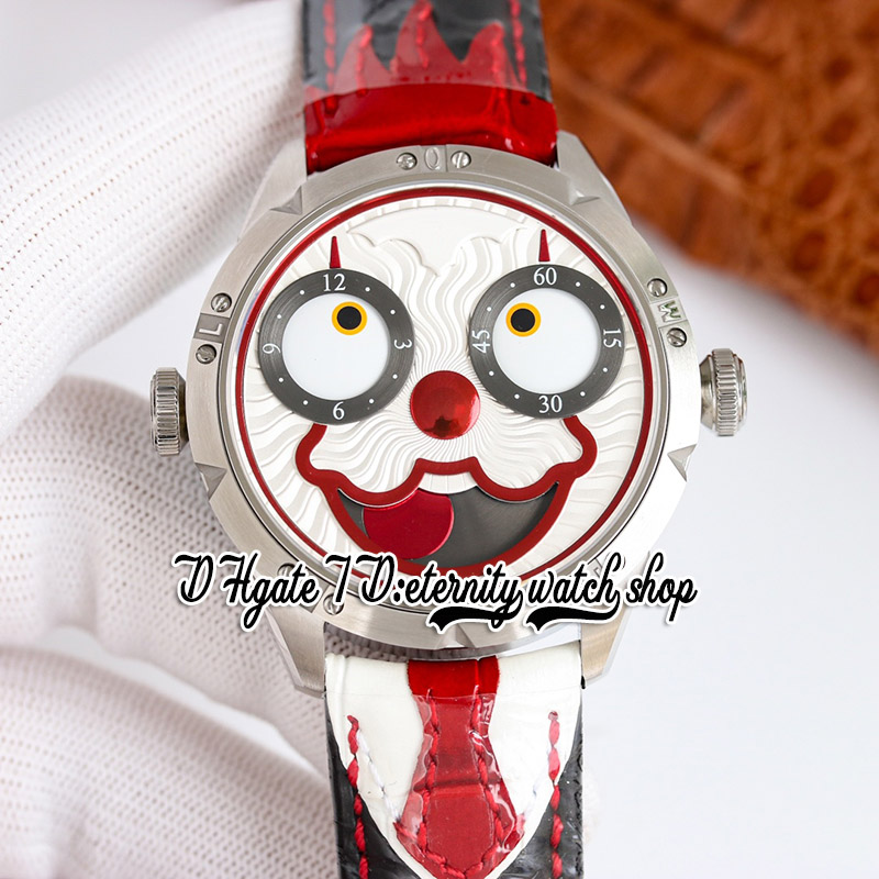 

TWF V4S Japan NH35A Automatic Mens Watch Konstantin Chaykin Halloween Moon Phase Joker White Dial 316L Steel Case Red Necktie Leather Super Edition eternity Watches, 20330-a07 (12)