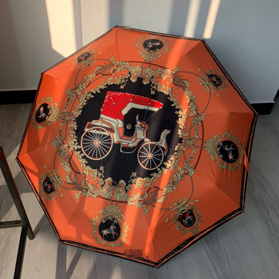 Designer H Full-Automatic 3-Fold Vinyl Coating Parasol Anti-UV Umbrella Sun Shade and Rain Dual-Use M260302-image-1095985344