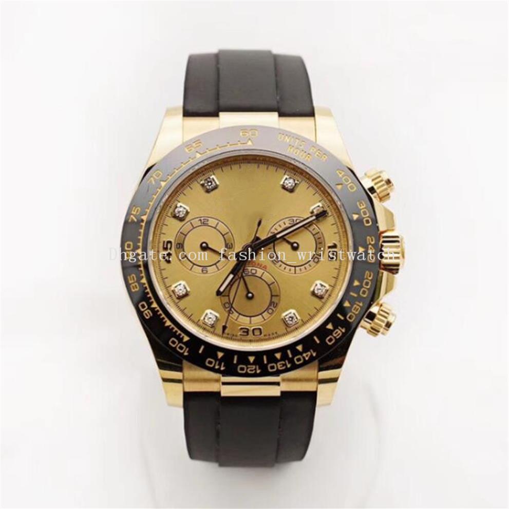 

mens watches 40mm 116515 116518 116519 steel bezel new real po white dial automatic mechanical black rubber strap wristwatches2436