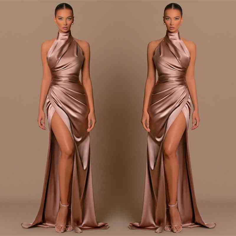 

New Bridesmaid Dresses 2023 Sheath Mermaid High Neck SPlit Maid of Honor Gowns Women Formal Evening Prom Dress BC15523