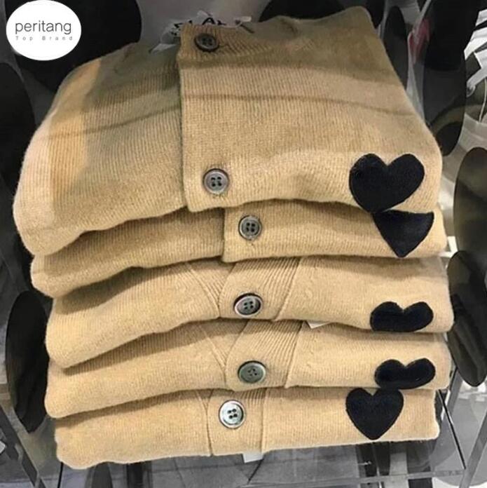 (Have Eye) Cardigan Chandails Femmes et Hommes À Manches Longues Col Ras Du Cou Pull À Poitrine Couple Broderie Love-Heart Tops Manteau Solide À
