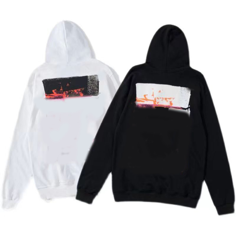 

Hoodies Women's Hoodies brand Off splash ink white flame arrow and women's casual