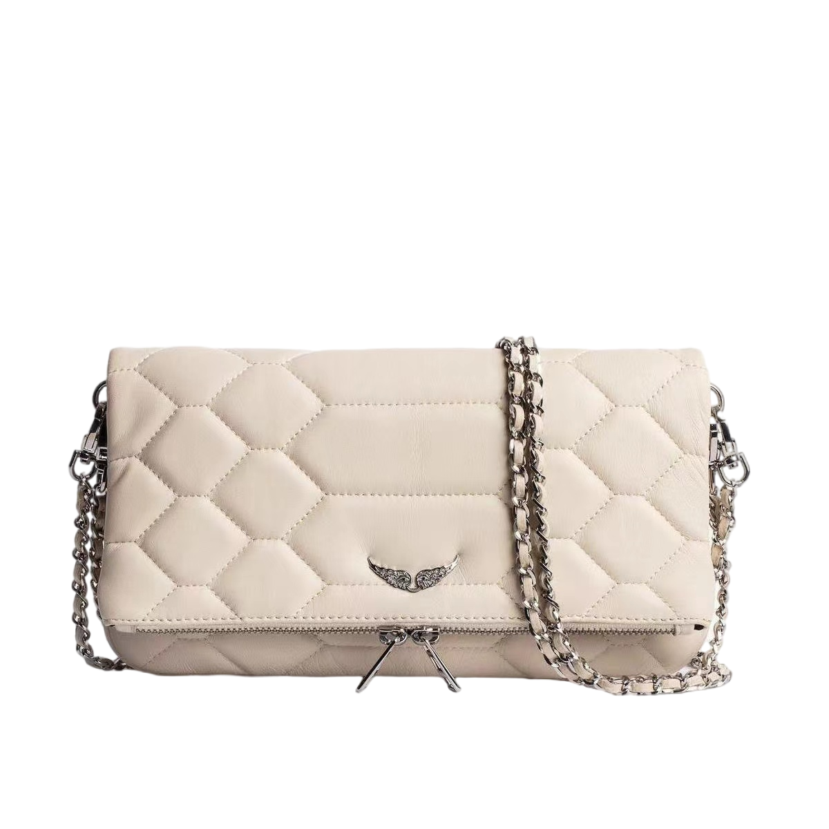 

Fashion Womens Handbags Bag Wings Diamond-ironing Zadig Shoulder Bag Messenger Sheepskin Leather Crossbody Two Chain Belt Ladys Clutch Hasp Bags, White