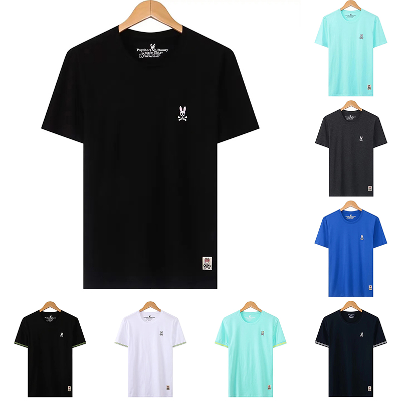 

Psycho Bunny Free Transportation Men t Shirt Classic Chest Small Skeleton Rabbit American Street Fashion Brand Shirts