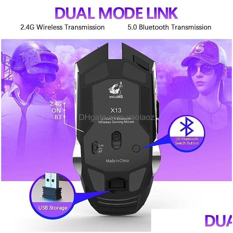 mice ziyou lang x13 wireless rechargeable game mouse mute rgb gaming mouse ergonomic led backlit star black13138239