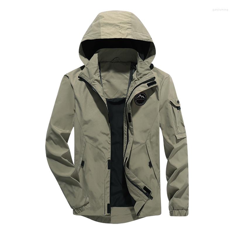 

Men's Jackets Men Outdoor Hiking Waterproof Hooded Windbreaker Coat 2023 Autumn Casual Tactics Military 8XL, Black