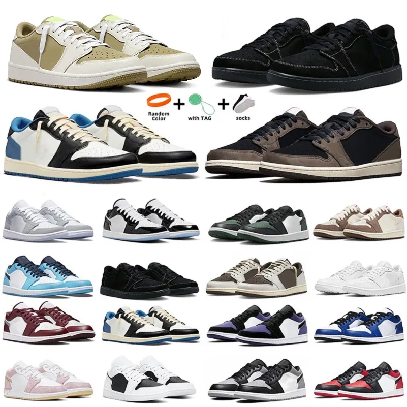 1 Low mens basketball shoes Jumpan 1s sneakers Olive Black Phantom Sail Mocha Light Smoke Wolf Grey fragment UNC Panda Noble Green men women trai