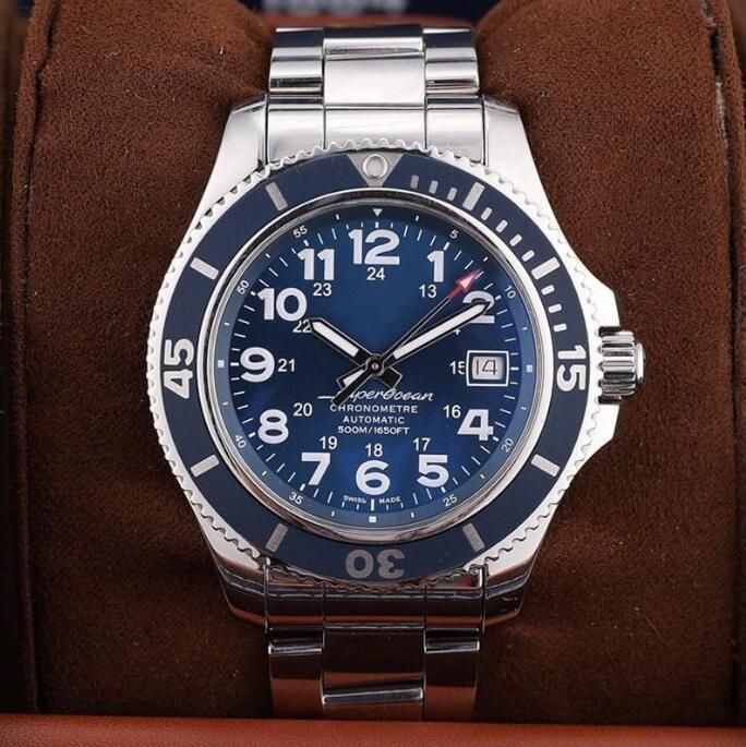 

U1 Top AAA Brietling Super Ocean Mechanical Watch Men's Fashion Blue Dial Automatic Mens Watch Rotatable Bezel Superocean Rubber Strap Gents Sport Wristwatches, 10