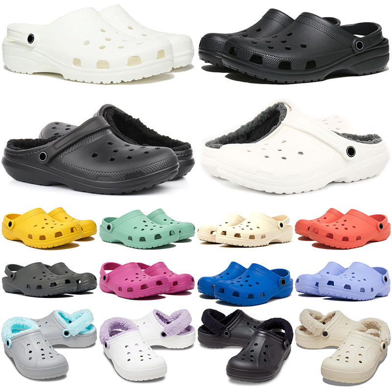 Designer Croc avec des sandales de sabot de fourrure diapositives talons plate-forme hommes femmes classiques noir blanc rose sliders sandale sli