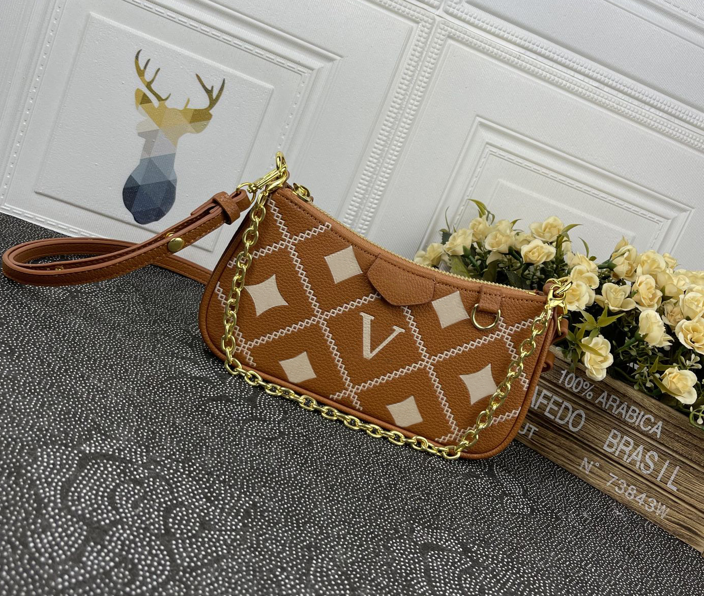 

Designer womens shoulder bag luxury Easy Pouch On Strap handbags embossed flower letter Empreinte leather mini chain makeup bags ladies fashion purses clutch #349g, 80349#brown monogrames