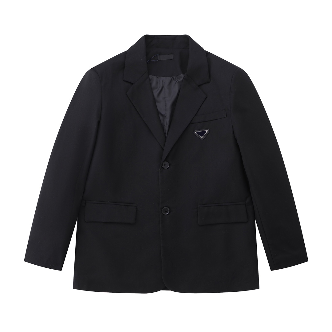 

2023 blazer for men classic designer work coats jackets Spring and autumn new triangle metal badge embroidery Loose comfortable V-neck party atmosphere suit, Black