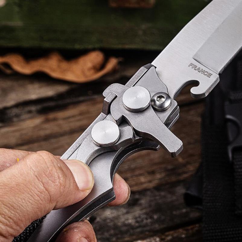 

Top quality WX New Design Tactical Folding Knife 9Cr13Mov Titanium Coated Tanto Point Blade Stainless Steel Handle Knives With Nyl208j