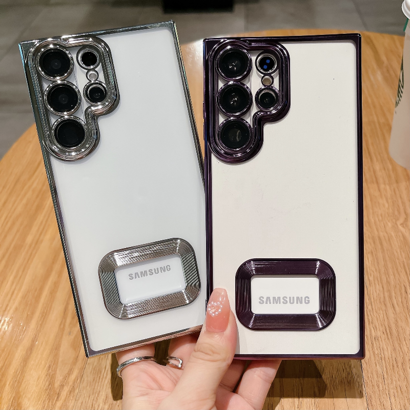 Suitable for Samsung S23Ultra electroplated lens film CD pattern missing label mobile phone case Note20 transparent TPU protective case-image-855872652