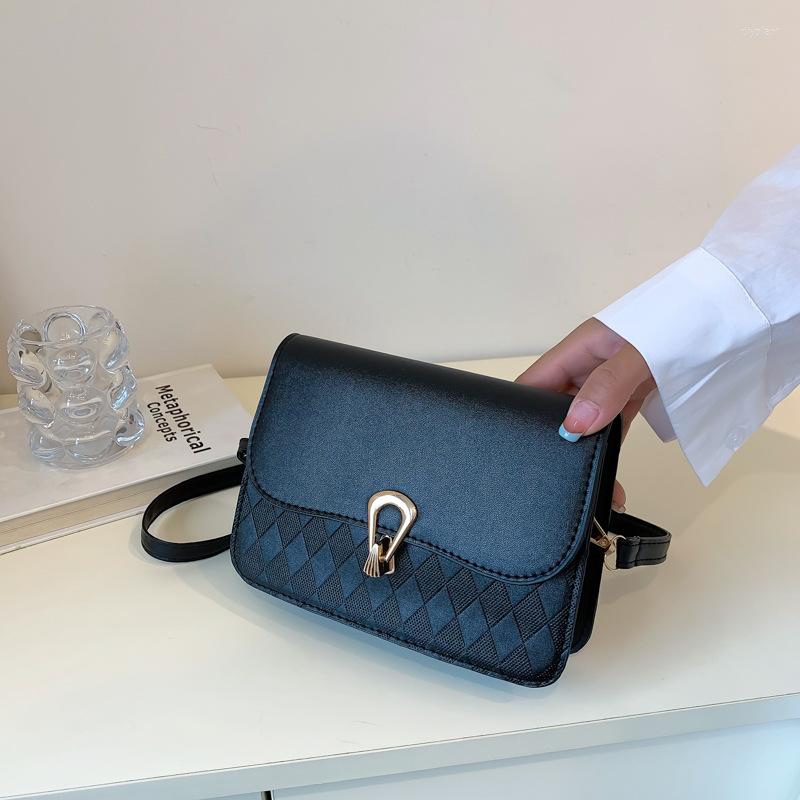 

Evening Bags Style Square Women Shoulder Bag Fashion Plaid Pu Leather Crossbody Ladies Handbags And Purses, Black
