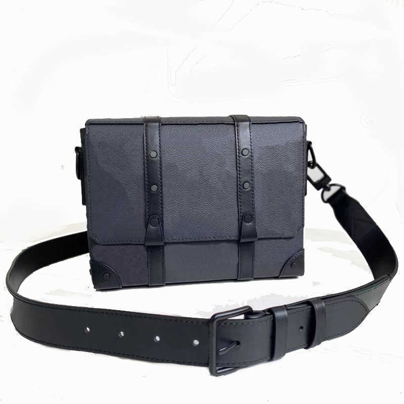 

10A Wallets Top Quality Message Bags Men Trunk Black Shoulderbags Canvas Leather Envelope Soft Hasp Wallet Crossbody B130-1 45727 577 SB7G, Black&leather 57726