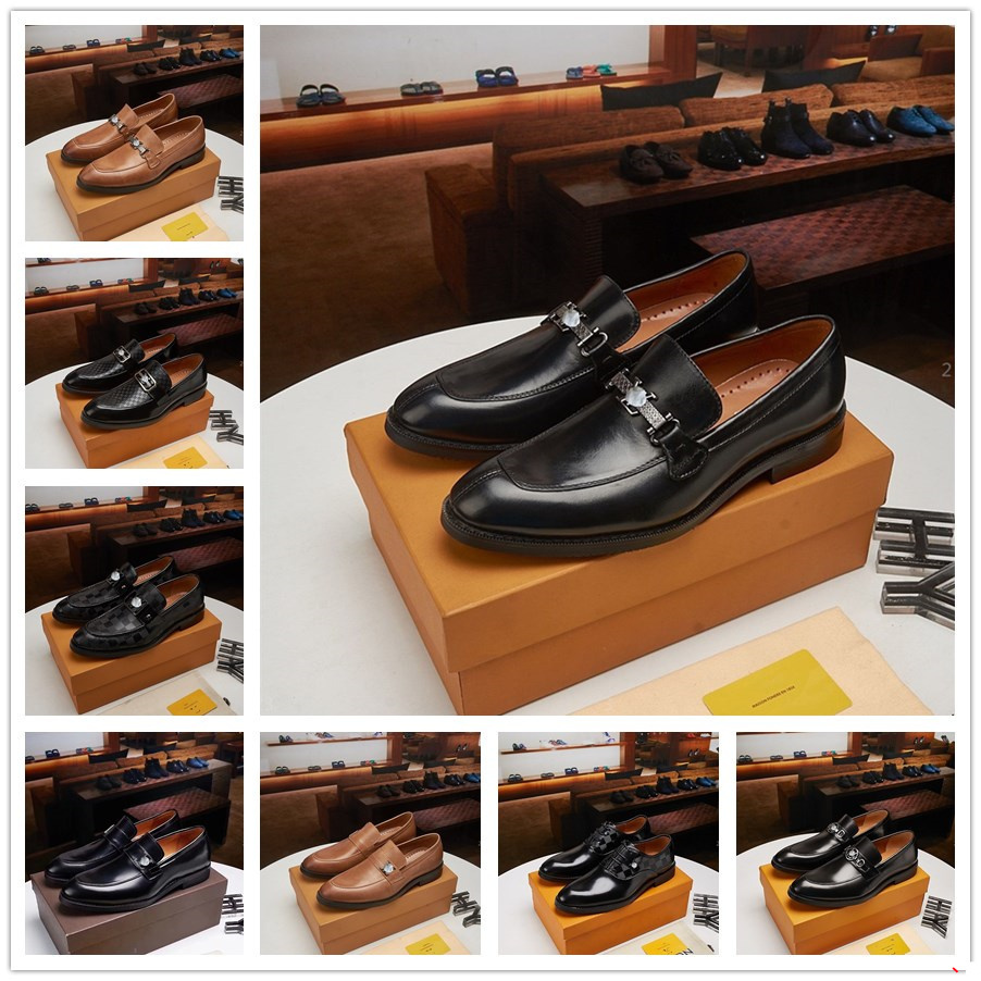 

Top Quality Luxurious Italian Men Dress Shoes Genuine Leather Slip on Wedding Office Party Designer Dress Shoes loafers Moccasins Brown Black Formal Oxford Shoes, #04
