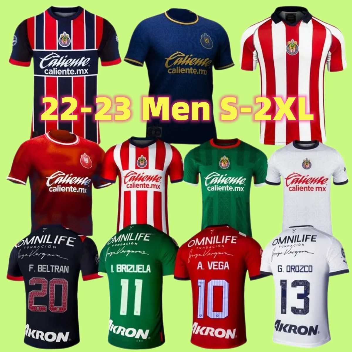 

Chivas de Guadalajara 22 23 soccer jerseys A.ZALDIVAR CALDERON J.MACIAS BRIZUELA A.VEGA F. BELTRAN Alvarado HOMBRE home away Men Football Shirts, 200 years blue jersey