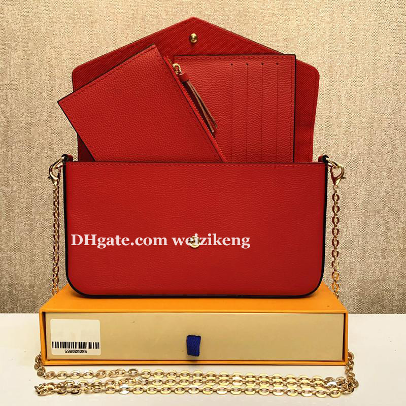 

Fashion bag set High quality 3-piece Women handbag Luxury Chain Classic Fashion bag, White flower