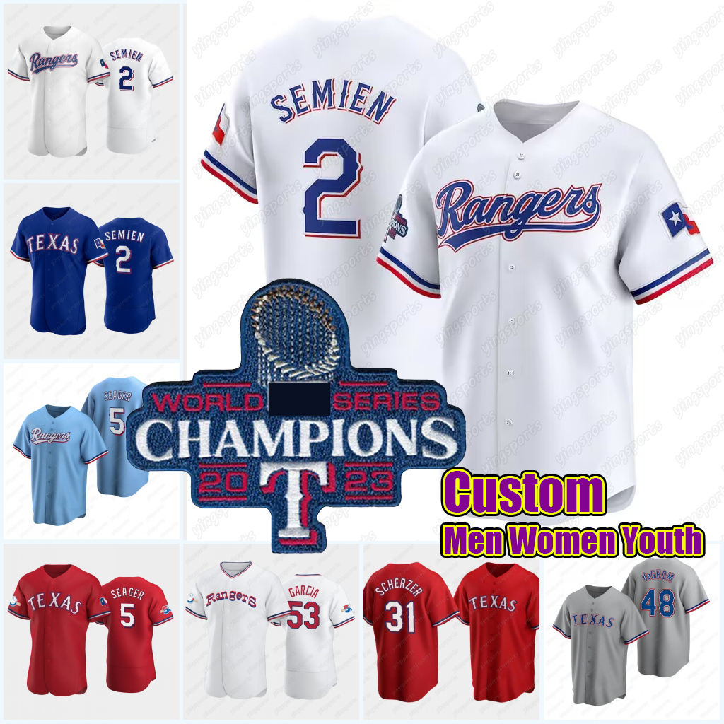 Adolis Garcia 2023 World Series Baseball Jerseys Carter Rangers Max Scherzer Texas Marcus Semien Montgomery Nathan Eovaldi Taveras Corey Seager J-image-906833164