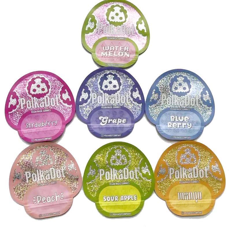 

Customize Polkadot Mushroom Gummy Gummies Bags 3.5G 3.5Gram Empty Candy Edible Package Mylar Bag