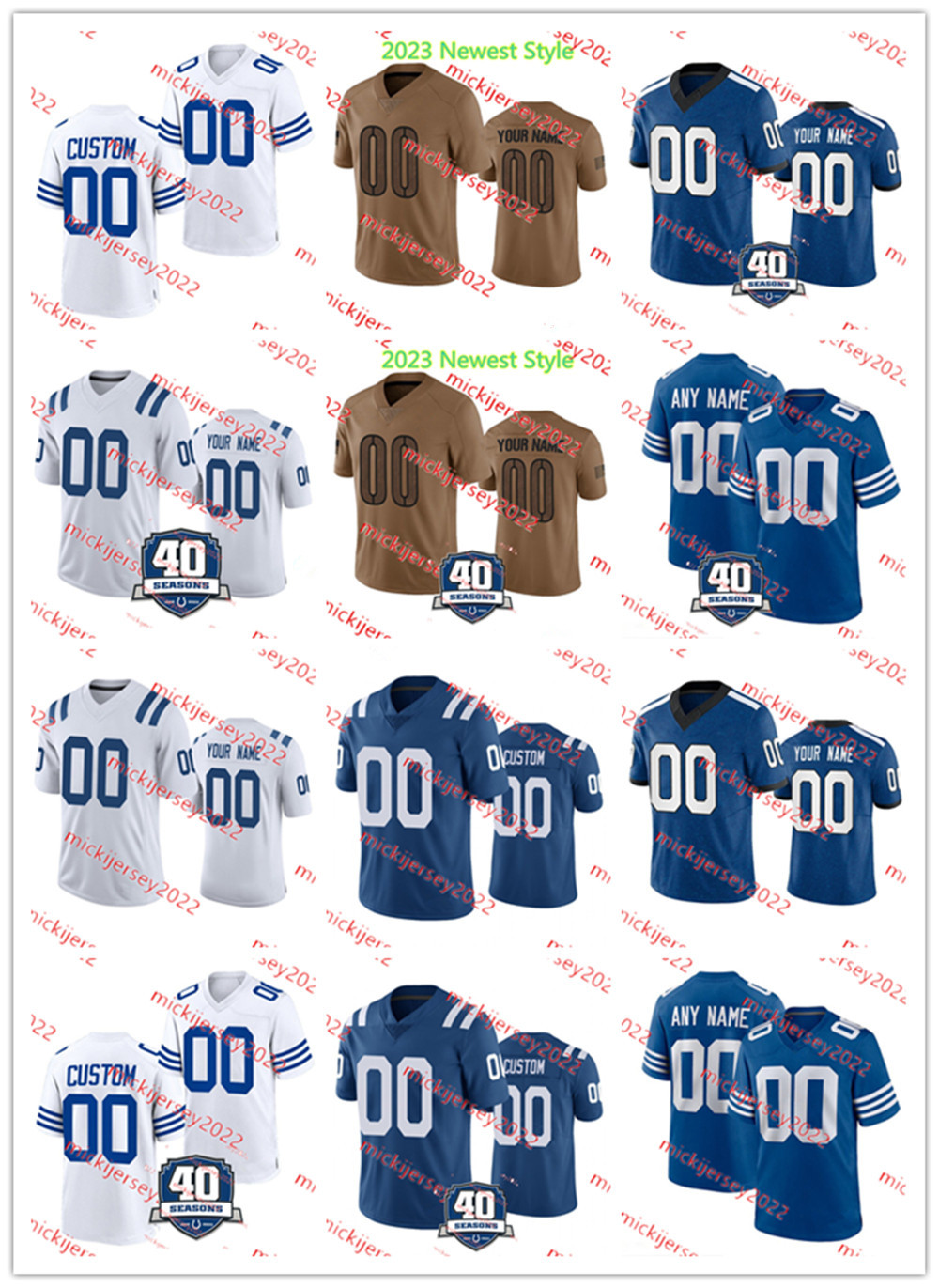 Andrew Ogletree Bernhard Raimann 2023 Jersey Custom Centred Mens Youth 80 Jelani Woods 98 Robert Mathis 24 Lenny Moore 87 Reggie Wayne 34 Joe Per