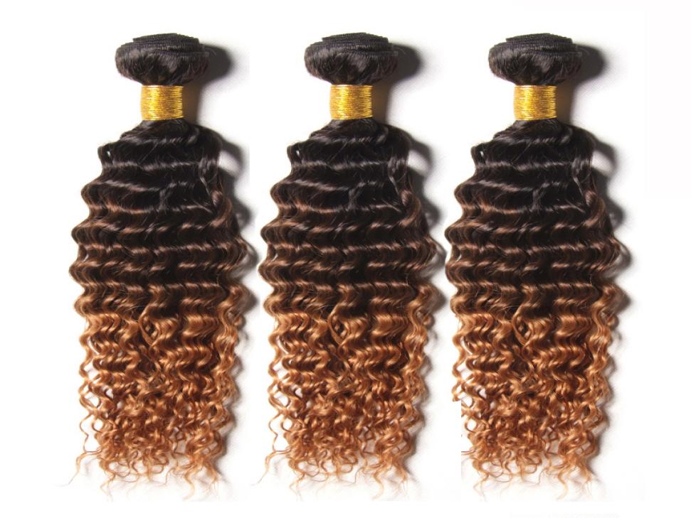 

Brazilian Ombre Deep Curly Hair Bundles 3 Tone 1B430 Brown Ombre Brazilian Curly Virgin Human Hair Weaves6028491, Ombre color t1b/4/30