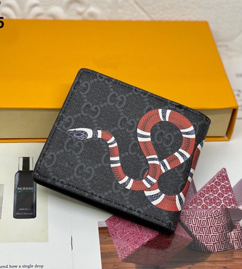 Men Animal Designers Fashion Short Wallet Leather Black Snake Tiger Bee Women Luxury Purse Card Holders With Gift Box Top Quality