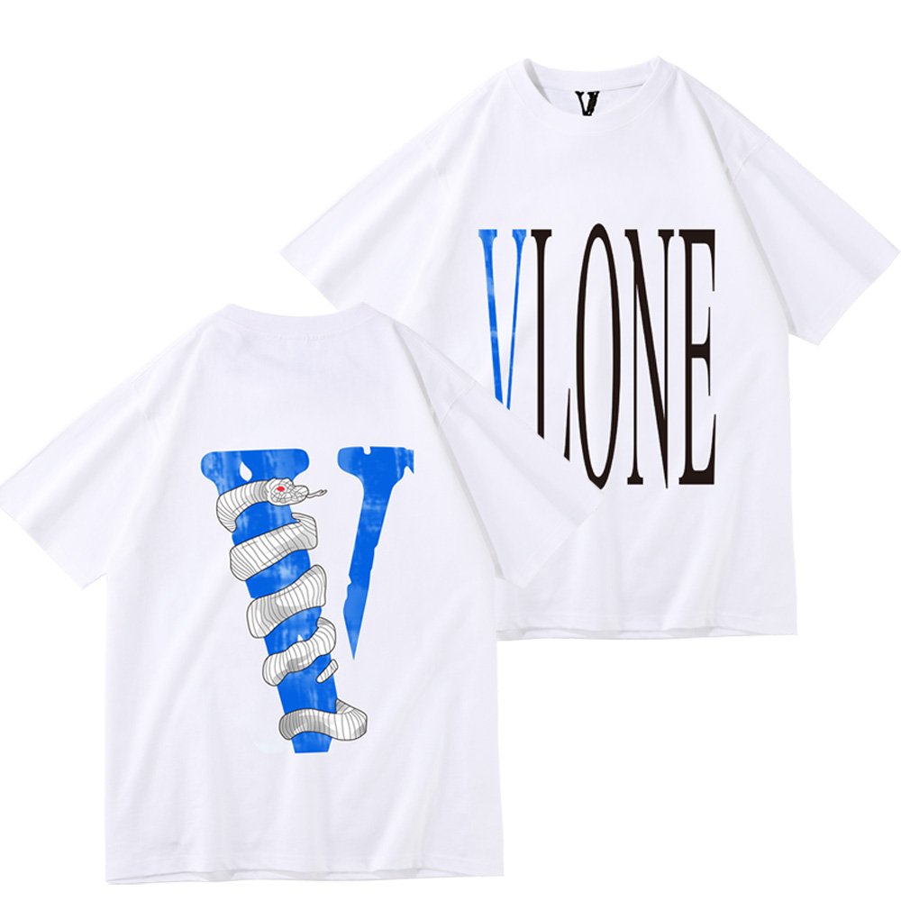 

VLONE Brand printed shirts Men and Women O-neck Casual t shirts Classic Fashion Trend for Simple Street Cotton Pullover t shirts, Gray