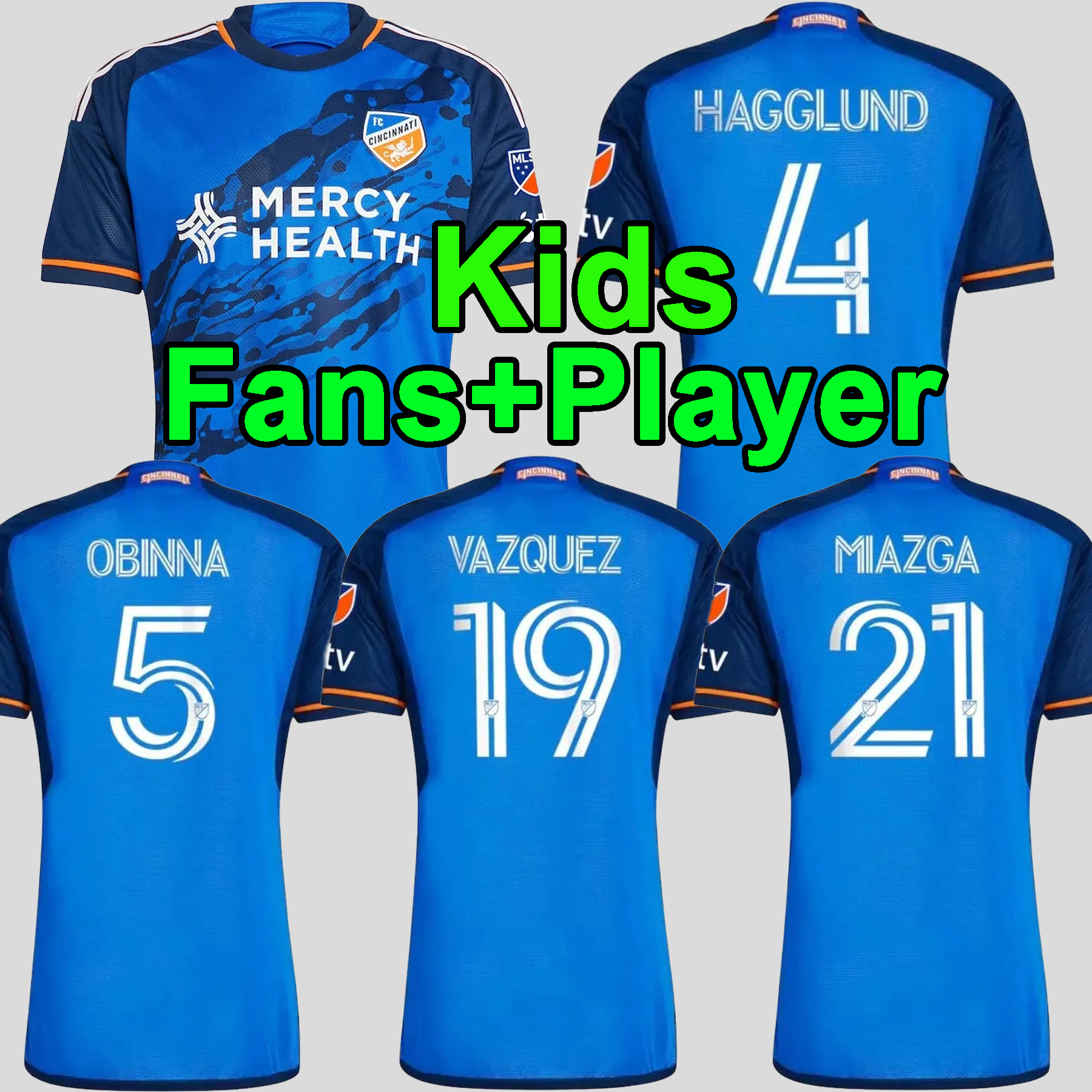 

mls 2023 FC Cincinnati soccer jerseys 23 24 Hagglund Obinna Vazquez home away Miazga football shirt thailand quality MEN kids fans player version football shirt, 23 24 home kids