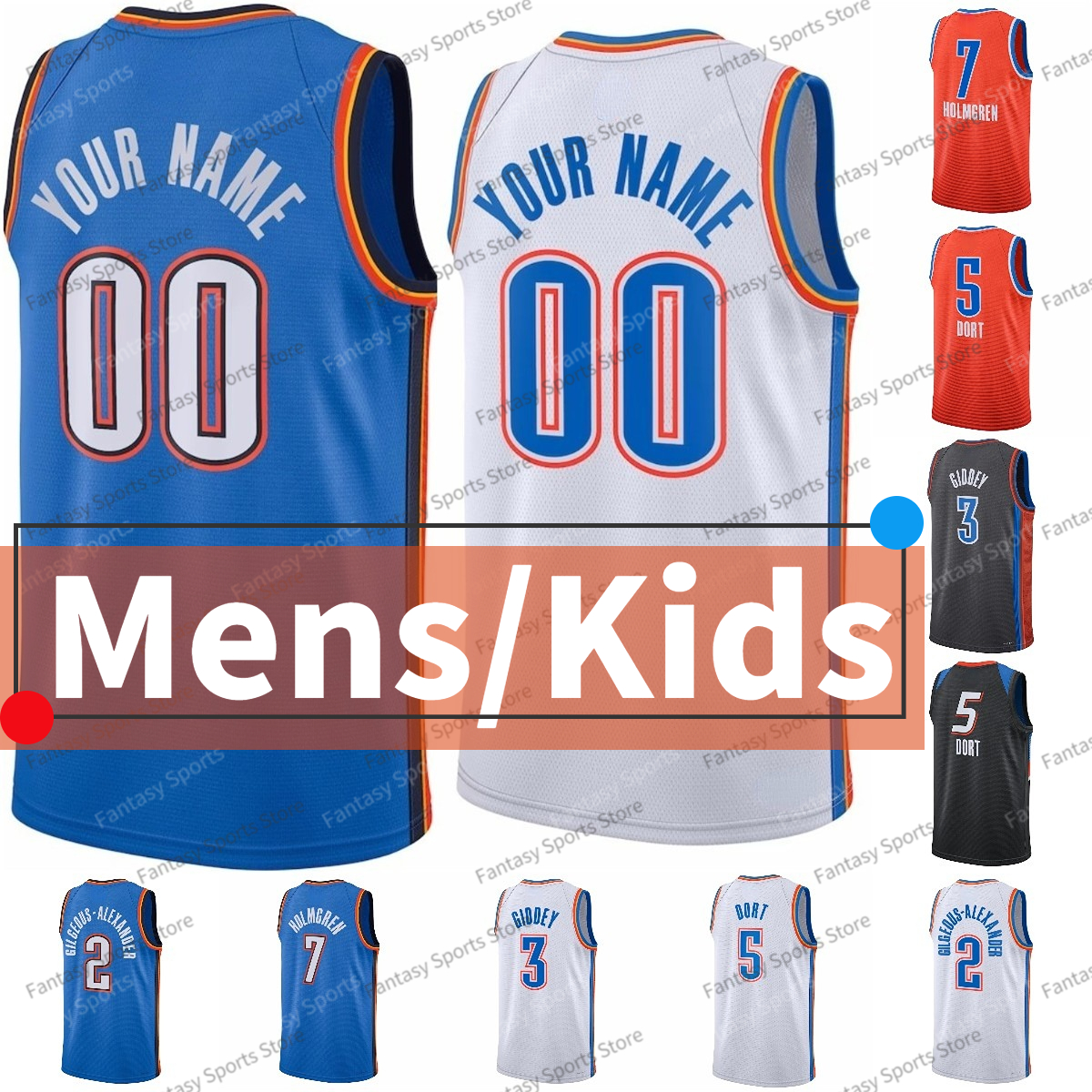 

New Basketball Jersey Wiggins Shai 2 Gilgeous Alexander 7 Holmgren 3 Josh Giddey westbrook 0 Pokusevski 17 Jaylen Williams 8 Darius Luguentz Dort Men Kids Boys S-XXXL, Color1