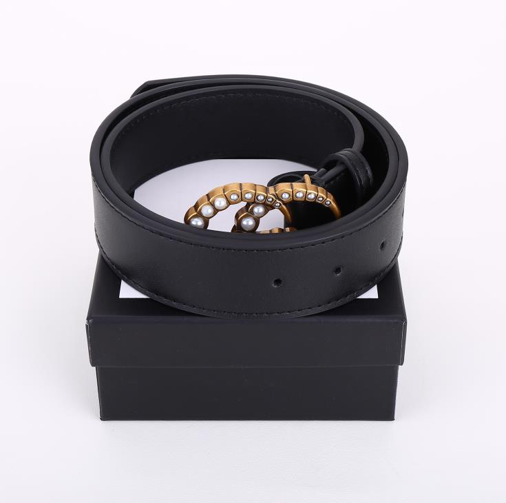 

Classic designer mens belt for womens belts fashion Pearl big buckle rhinestone buckles women waistband Width 3.8cm 3.4cm leather lovers leash with box